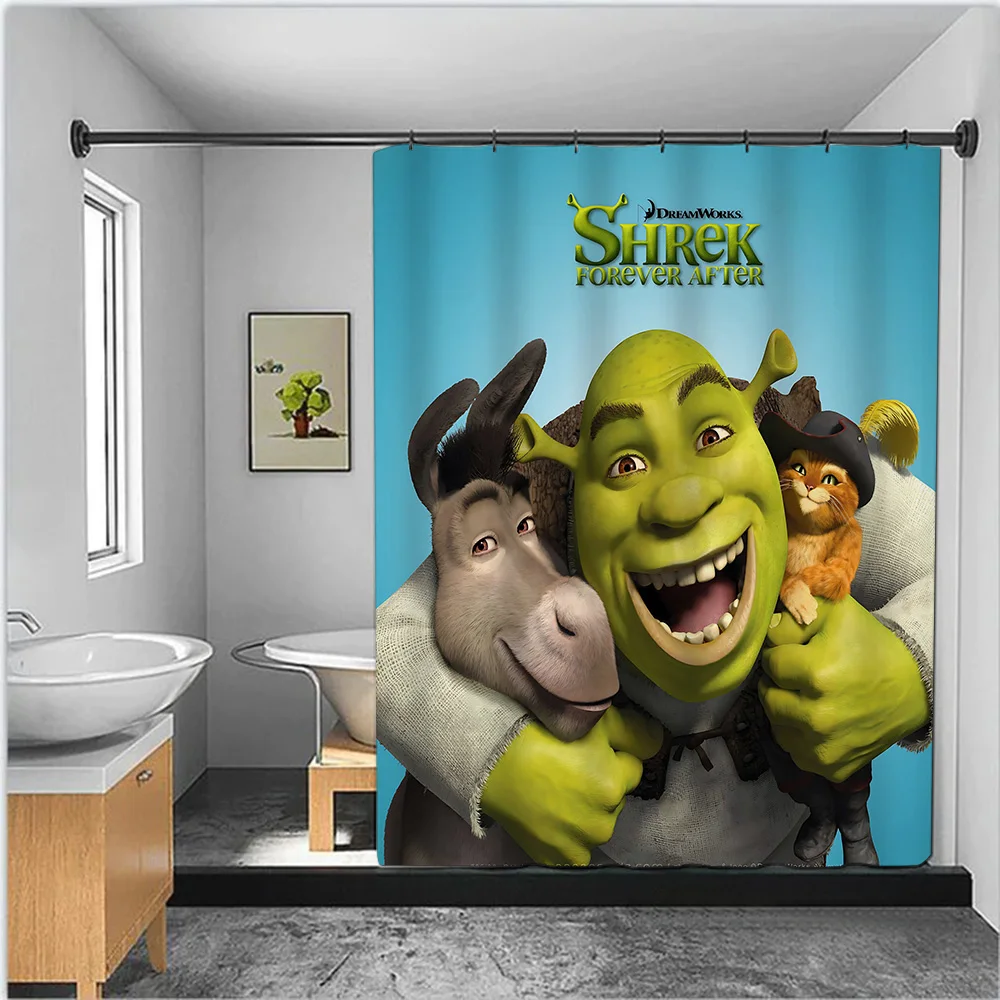 Cartoon S-Shrek Shower Curtain Waterproof Polyester Fabric Paint Colorful Bath Curtains Home Bathroom Decor Curtain With Hook