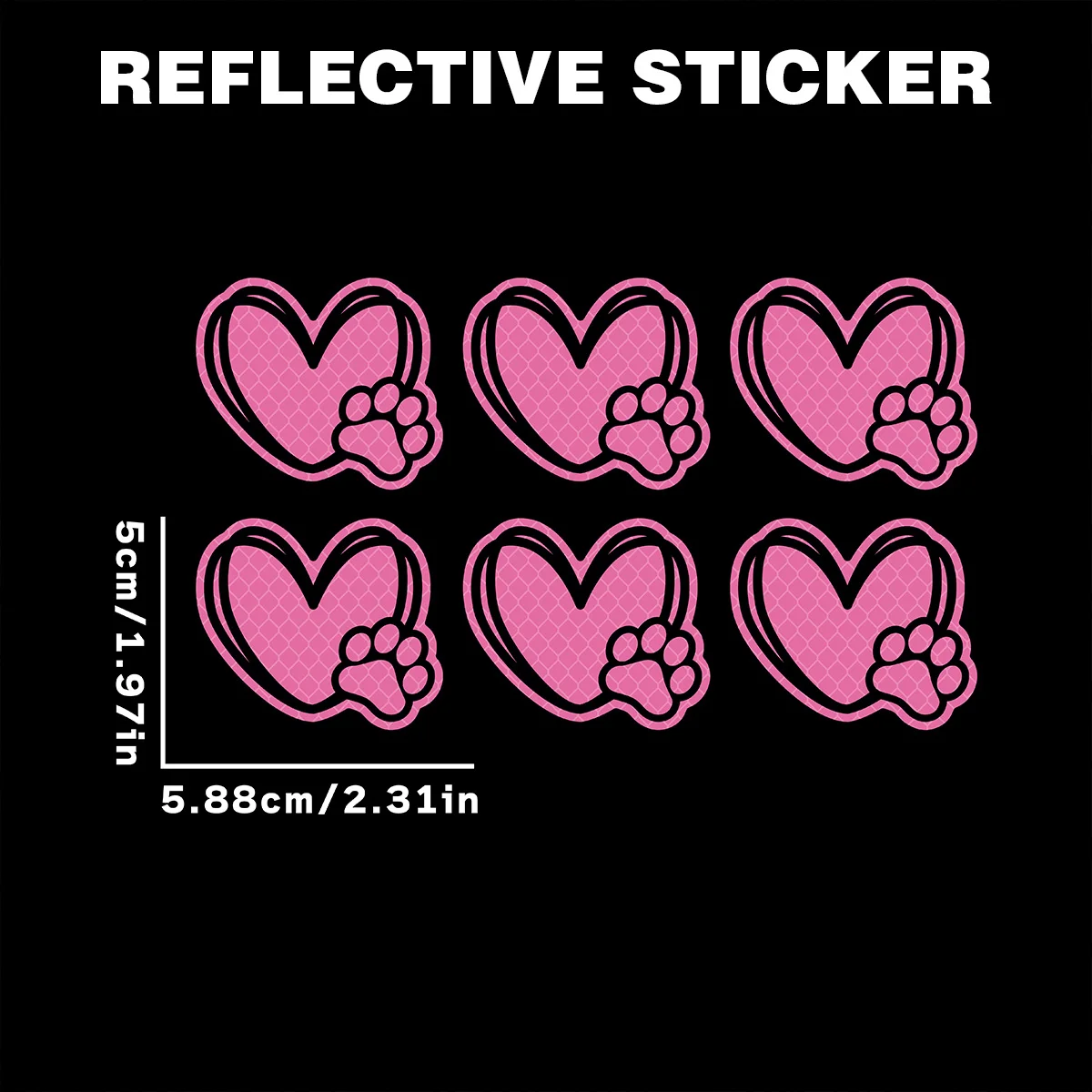 

Набор из 6 блестящих виниловых наклеек с собачьими лапками и сердечками, водонепроницаемые наклейки для декора окон мотоциклов и автомобилей