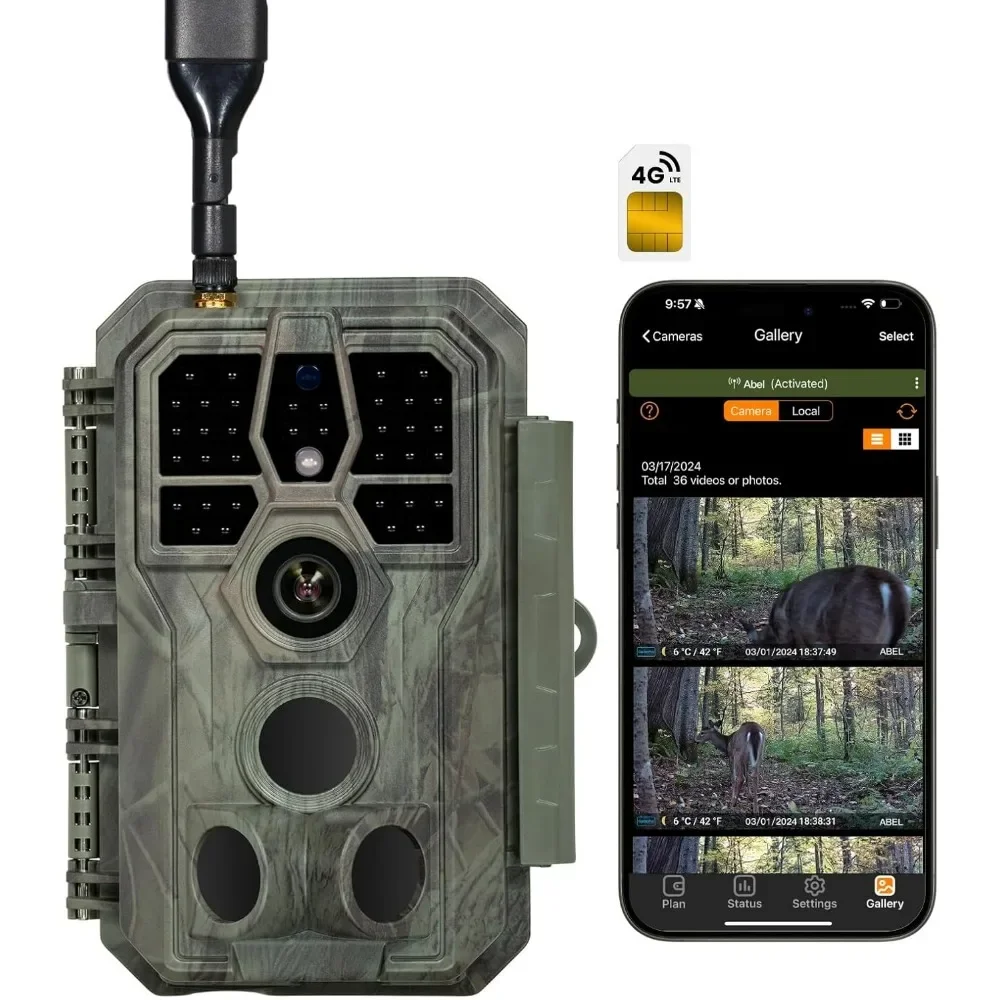 X50 Cellular Trail Camera,Full Video Preview,No-Glow IR, AT&T & T-Mobile,Game Cameras with 32MP H.265 1296p, 0.1s Trigger Speed