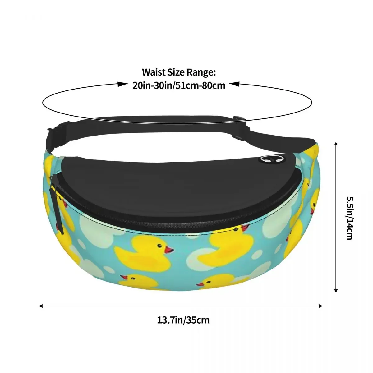 Cute Shower Yellow Bathtime Rubber Ducks Printed Waist Bags Unisex Fanny Pack Casual Travel Banana Bags Belt Pouch