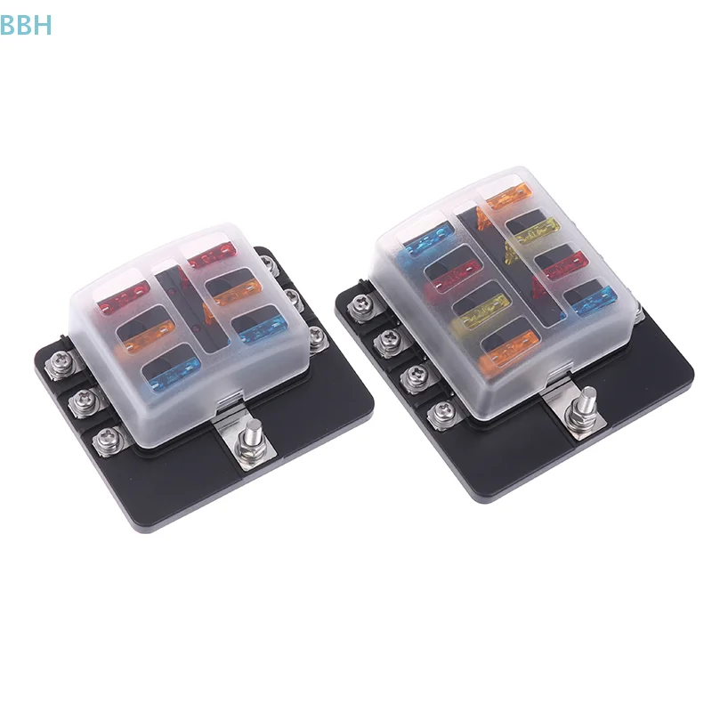 Universal Car 6 Way 8 Way Blade Fuse Terminal Block 12-24V Auto Track Fuse Holder Box Wiring Power Connector Switch With Light