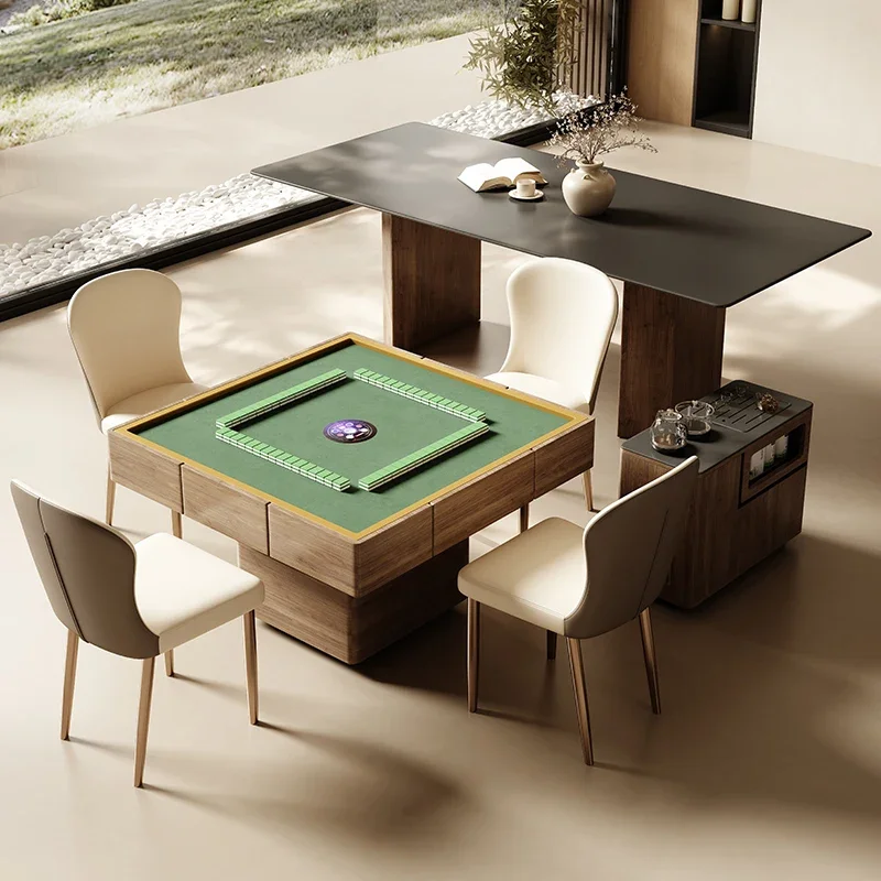 

Slate dining table lifting mahjong table machine tea table integrated dual-purpose household small apartment office 2024 new