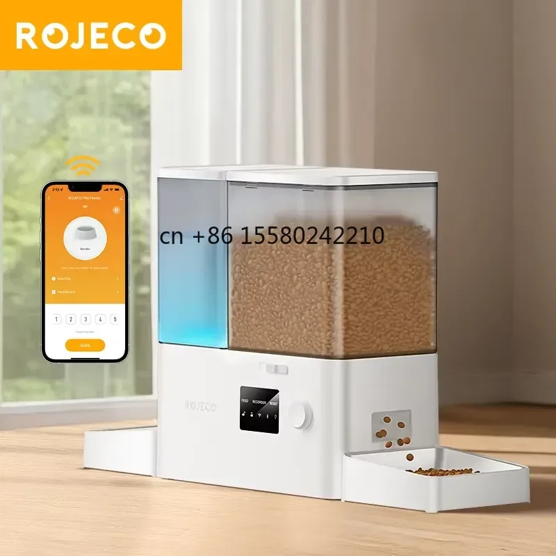 ROJECO 8.5L Automatic Pet Feeder and Water Fountain for Dogs Cats with WIFI APP Remote Control Smart Food Dispenser 5L