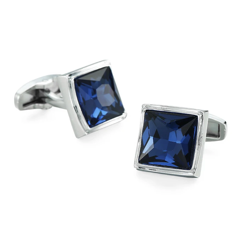 WN Men\'s fashion brand stainless steel cufflinks blue crystal peace crime clothing accessories French shirt cuff links