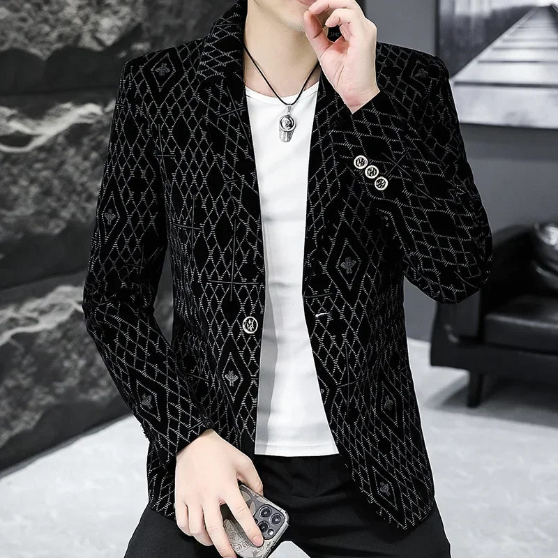 

High Quality New Corduroy Suit for Men Youth Slim-fit Suit Four Seasons Smart Casual Polyester Handsome Fashionable Blazers