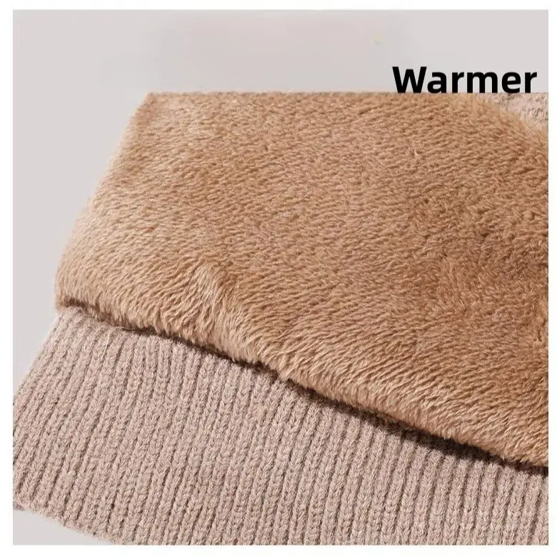 Gorro siamés de terciopelo de invierno para mujer, gorro de punto grueso para cubrir la cara, Kit de calentamiento del cuello adecuado para cabezas grandes