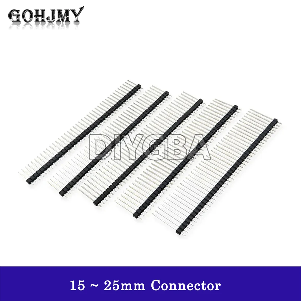 10PCS 1x40 2x40 Single Double Row Male Breakable Pin Header 40Pin Connector Strip For Arduino Black 2.54MM Length 15~25mm