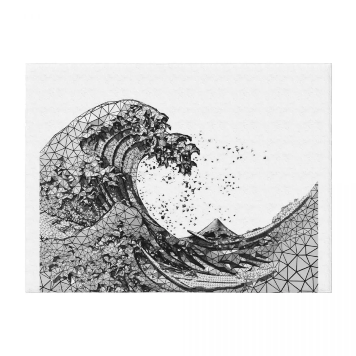 

Geometric Great Wave - Grey/Opaque/Square/White Throw Blanket For Sofa Thin Nap manga Thermals For Travel Blankets