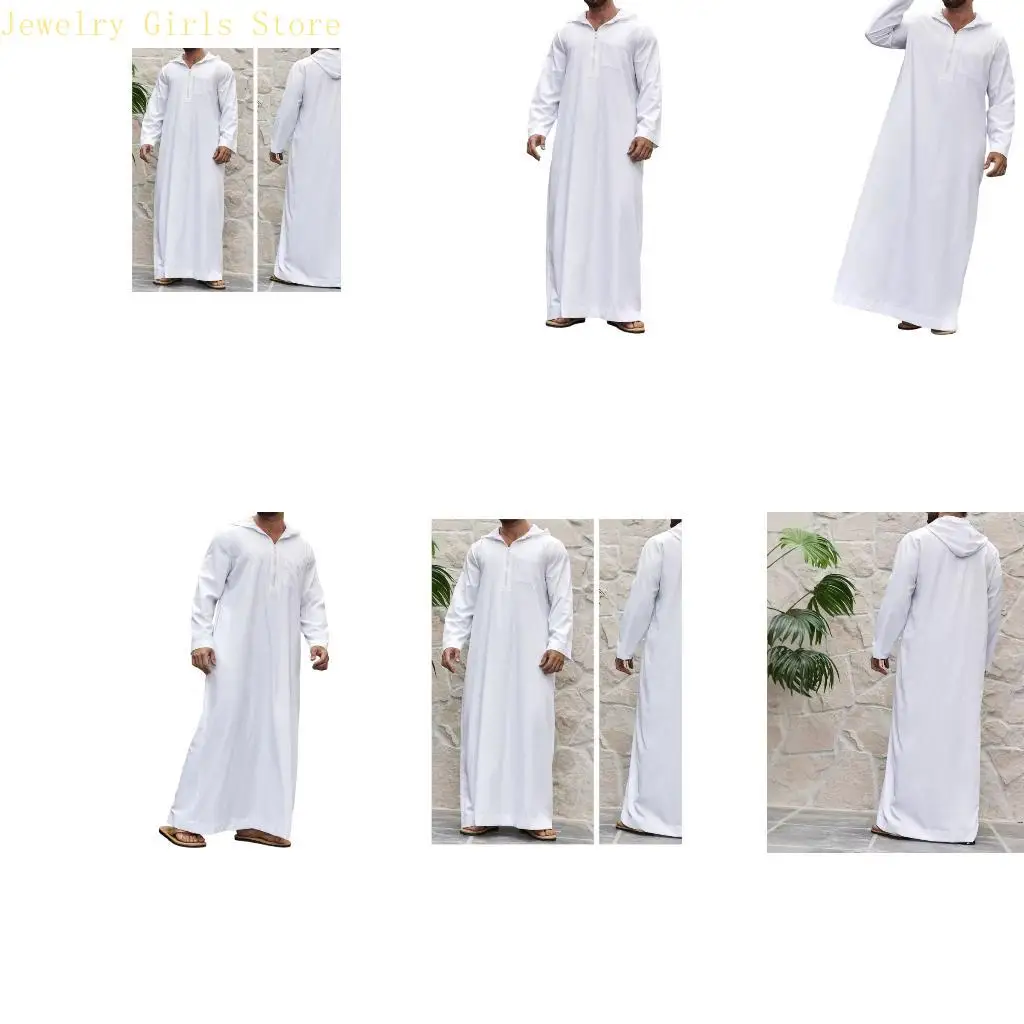E56F Lightweight Men's Hooded Robe Loose Cut for Enhancing Mobility in Travel Festivals and Daily Life