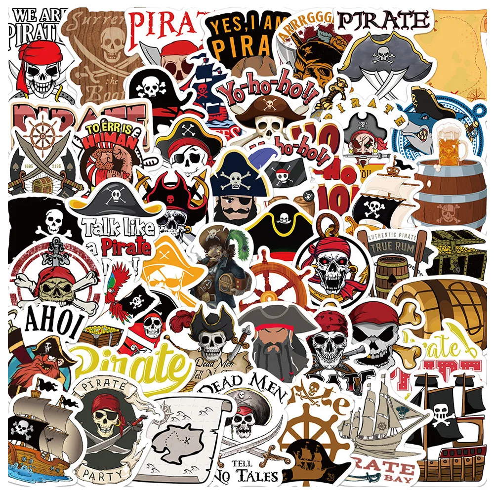 10/30/50pcs Cartoon Pirate Graffiti Stickers Decals DIY Skateboard Suitcase Fridge Phone Cool Waterproof Sticker Kid Classic Toy