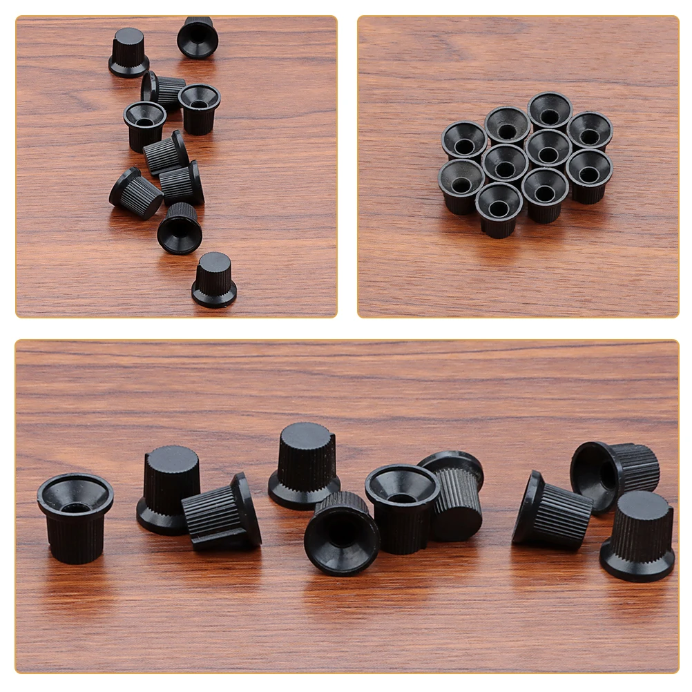 

10 Pcs Black Plastic Knob Electric Guitar Adjustable Volume Knurled Accessories Knobs