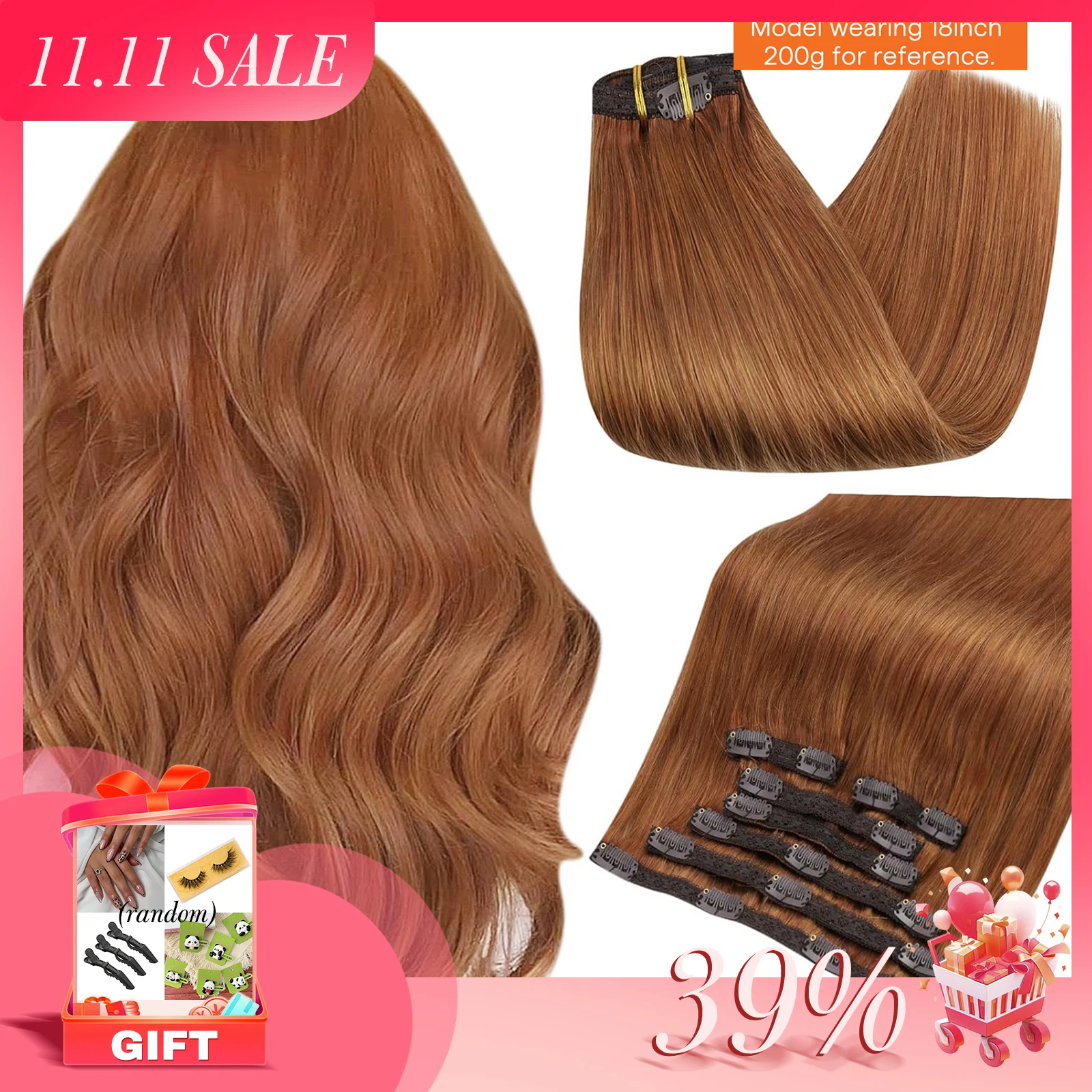 

Full Shine Human Hair Extensions Clip in Hair Extensions Remy Hair 7PCS 105g Double Weft Hair Extensions Human Hair For Woman