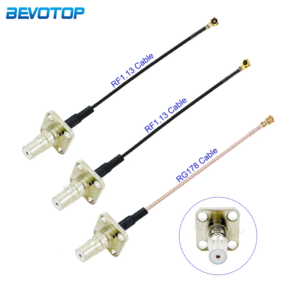 10PCS/Lot QMA Female 4 Hole Panel Mount to U.FI IPX-1/IPX-4 Female Connector RF1.13/RG178 RF Coaxial Pigtail Jumper Cable