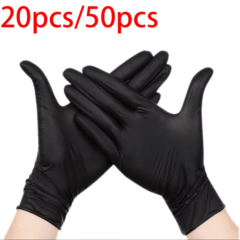 50/100pcs Tattoo Gloves Black Disposable Gloves Latex L M S Waterproof Permanent Makeup For Work Kitchen Clean Tattoo Supplies