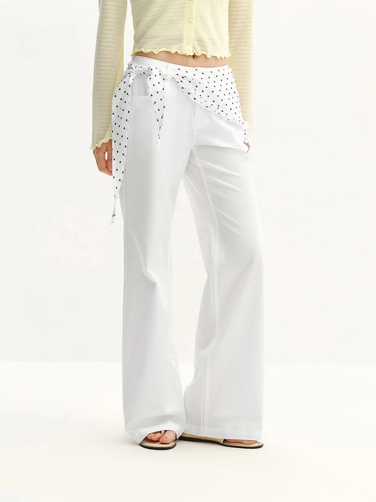 

Semir Women's Casual Pants Summer Polka Dot e Scarf Loose Flared Pants Faionable Loose Long Trousers