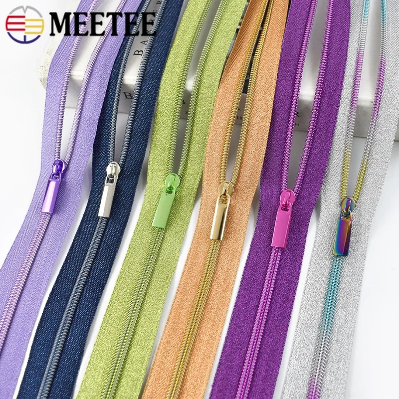 1-5M 5# Nylon Zippers By Meter with Zipper Slider Puller Plastic Coil Zips Head Bag Wallet Zip Closure Garment Sewing Accessory