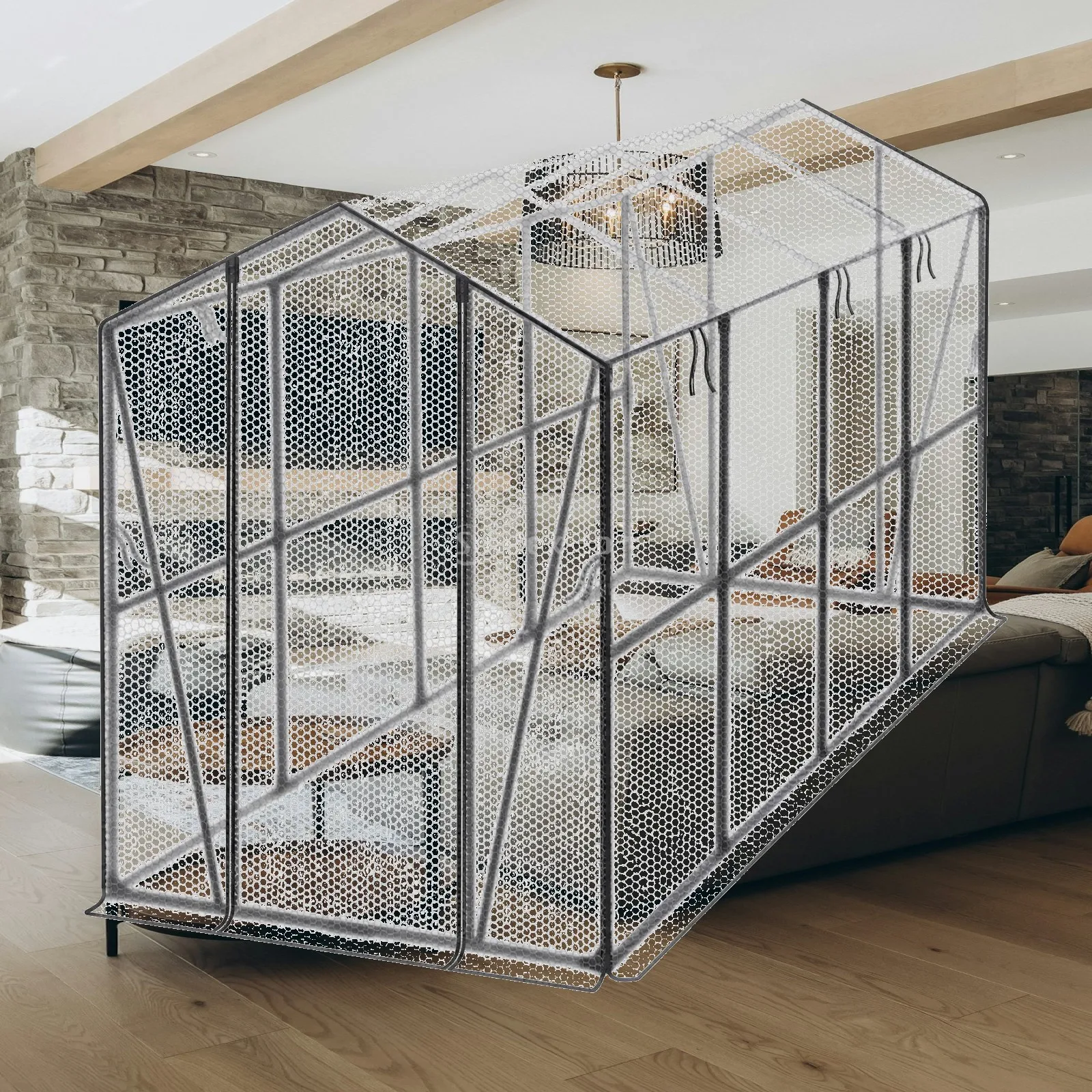 Plant Growing Greenhouse with Metal Frame and Mesh Netting for Vegetable Flower Protection on Balcony Patio or Garden