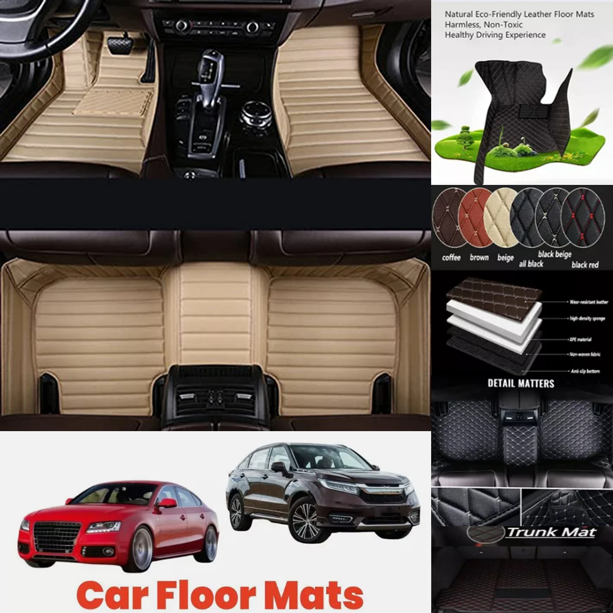 3D PU-leather Waterproof Custom Car Floor Mats For Toyota Avalon Hybrid Auris Auto Carpets Coche Accessorie Liners