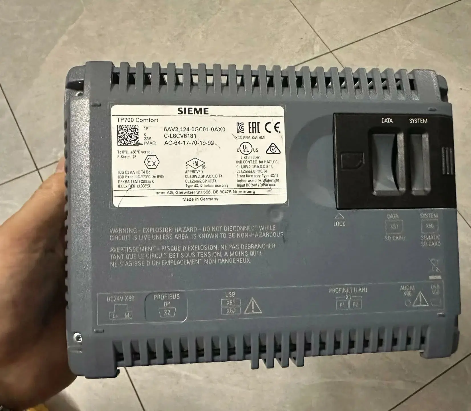6AV2124-0GC01-0AX0 Панель HMI для Siemens 6AV2 124-0GC01-0AX0
