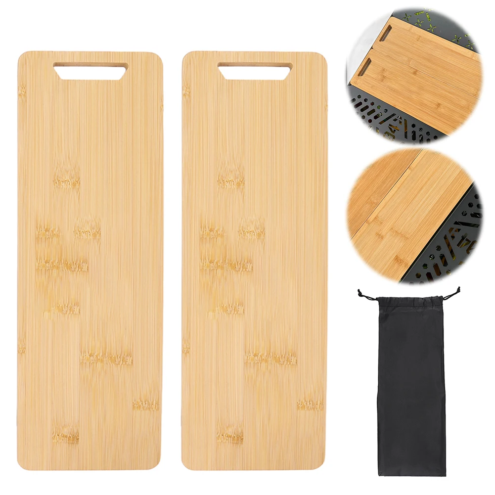 

2 Pcs Bamboo Tea Tray & Storage Bag Large Tea Serving Tray Filter Tray Drain Tray for Serving Wood Decorative Table Cup Storage