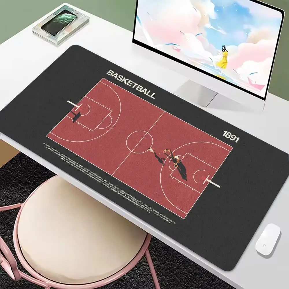 Square Gaming Mouse Pad Basketball Court Layout Pattern Smooth Non Slip Rubber Desk Mat For Gaming Office Laptop Computer Desk
