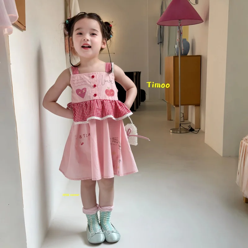 

Летнее платье для девочек, новый стиль, детское платье-камисоль, летнее хлопковое платье для малышек, детская одежда