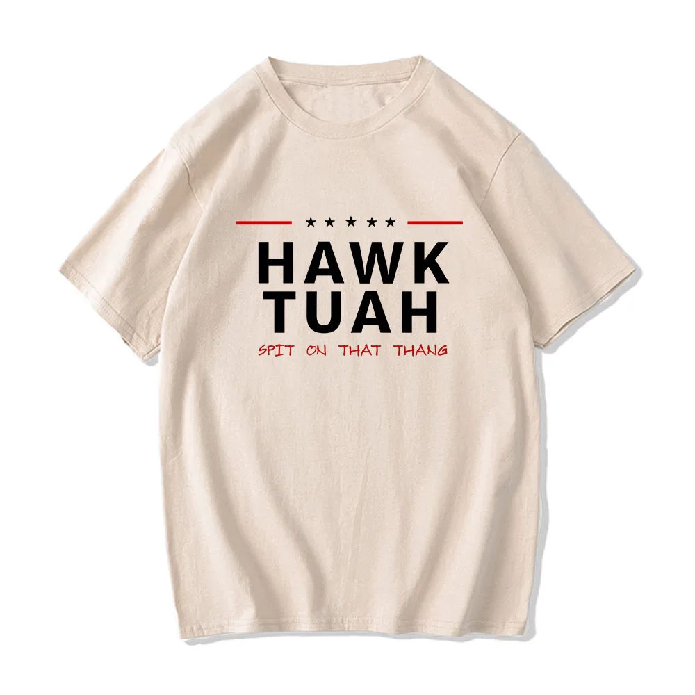 Spit on That Thang Hawk Tuah T-shirt Letter Graphic Printing Tee-shirt Cotton Men Women Unisex Clothing Summer Harajuku Tshirts