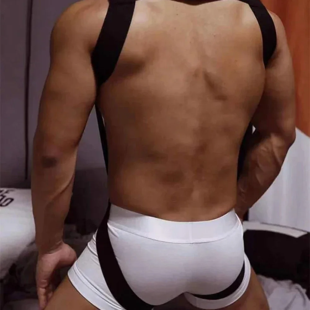 

1 шт., сексуальный кожаный ремень для мужчин из искусственной кожи, сексуальный металлический нагрудный ремень, эластичный ремень для геев, эротический фетиш, аксессуары для одежды