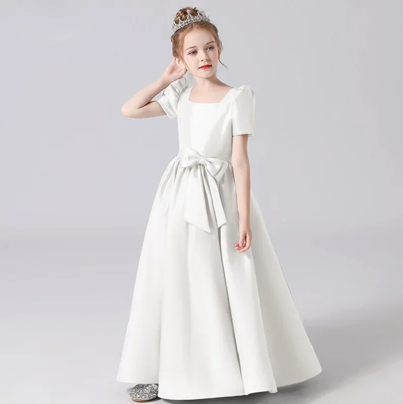 Flower Girl Dress For Birthday Party Pageant Soft Satin Concert Junior Bridesmaid First Communion Ball Customize Gown