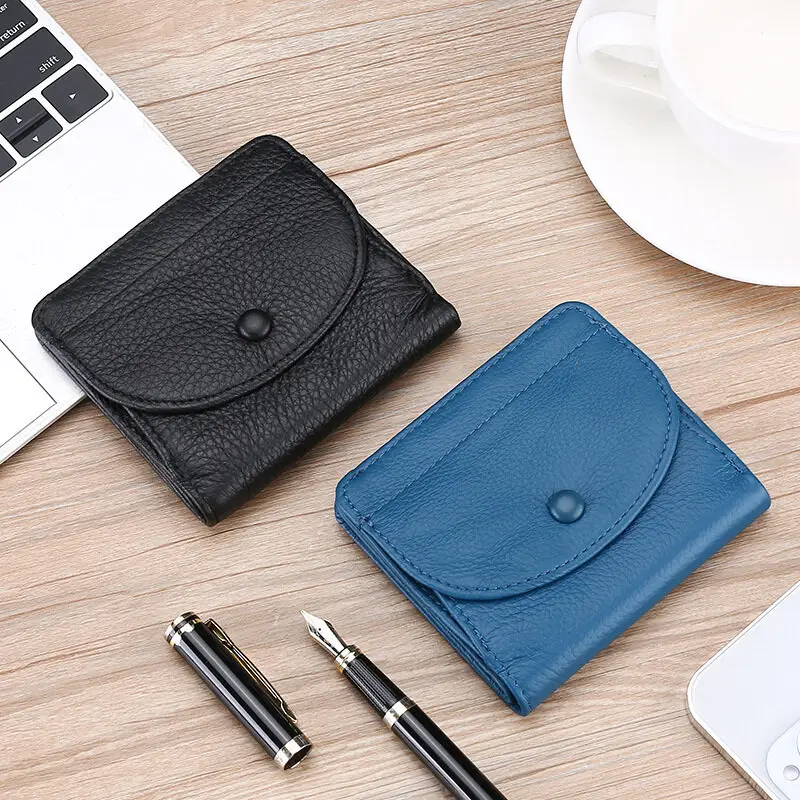 Women's Genuine Leather Top Layer Cowhide Coin Card Holder Wallet Multi-functional Coin Lady Purses