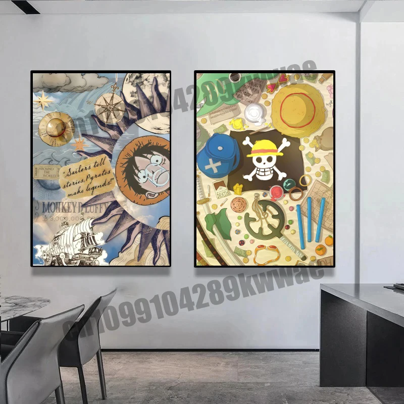 

Japanese Animation Classic One Piece Luffy Atmosphere Art Picture Canvas Painting Art Poster Suitable for Living Room Decoration
