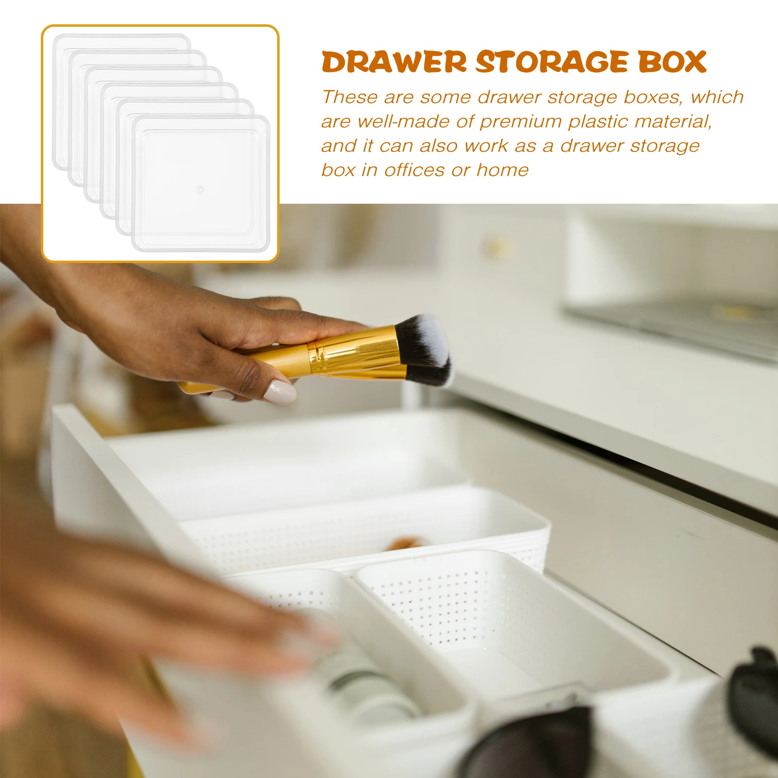 

6Pcs Transparent Storage Box Drawer Organizer for Office Desk Snacks Stationery Cabinet Bins Small Plastic Drawer Organizer