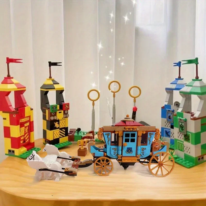 Bloques de Construcción del Salón de Juegos del Quidditch del Autobús de los Caballeros, Juguetes de Anime para Regalos de Cumpleaños
