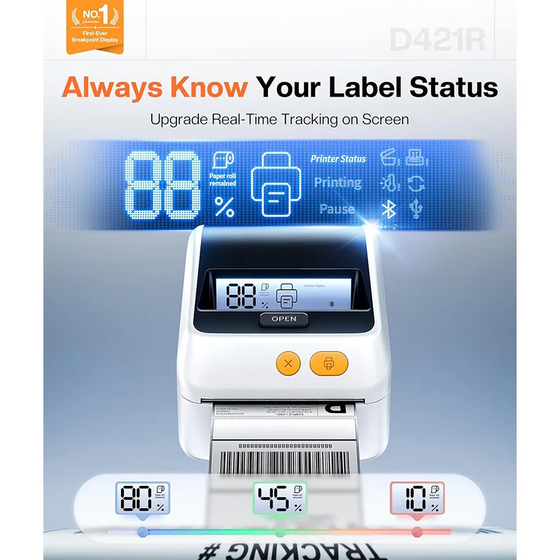 For Phomemo D421R Thermal Label Printer Bluetooth Auto RFID Detection Portable Shipping Maker