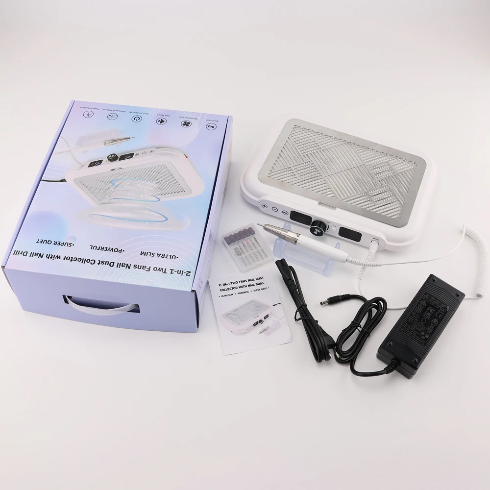 Machine de collecte de poussière d'ongles de couleur rose, 4500 tr/min, poignée sans balais, 2 ventilateurs, aspirateur d'aspiration pour Nail Art avec filtre amovible