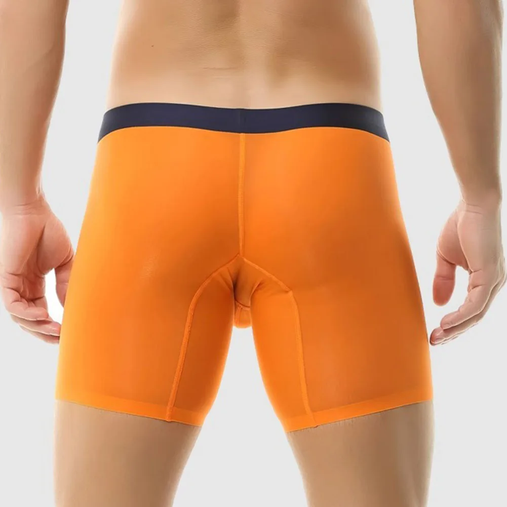 Sexy Men Underwear Middle Waist Shorts Panties Long Boxers Briefs Underpants Convex Pouch Knickers Man Running Lengthening Wear