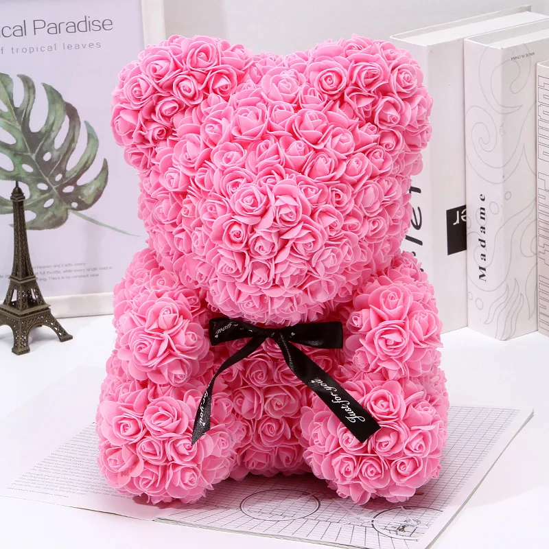 

Fake Flowers Rose Bear for Valentines Day Mother' DAY Anniversary Flowers Rose Teddy Bear for Wedding Birthday Festival Gift