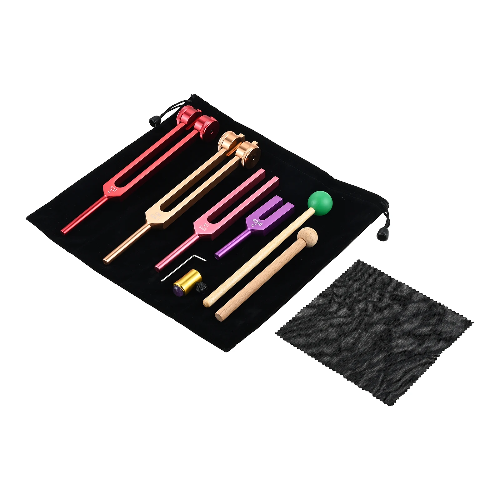 4Pcs Colorful Tuning Forks 128/OM136.1/MI 528/4096Hz Sound Healing Set for Musical Tuning Yoga Meditation SPA Aromatherapy