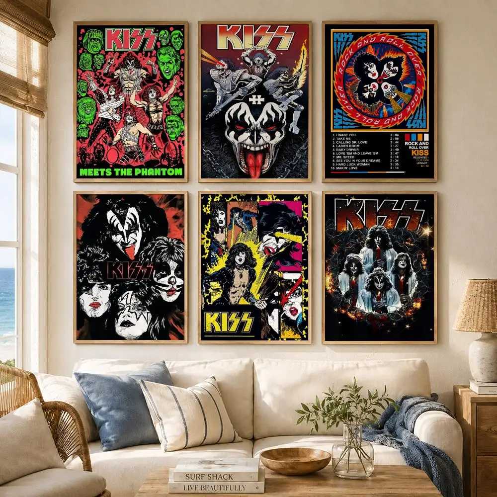 Classic Glam Rock Band K-Kiss Poster Versatile HD Waterproof Wall Art Self-Adhesive Decor for Any Space Ideal Gift