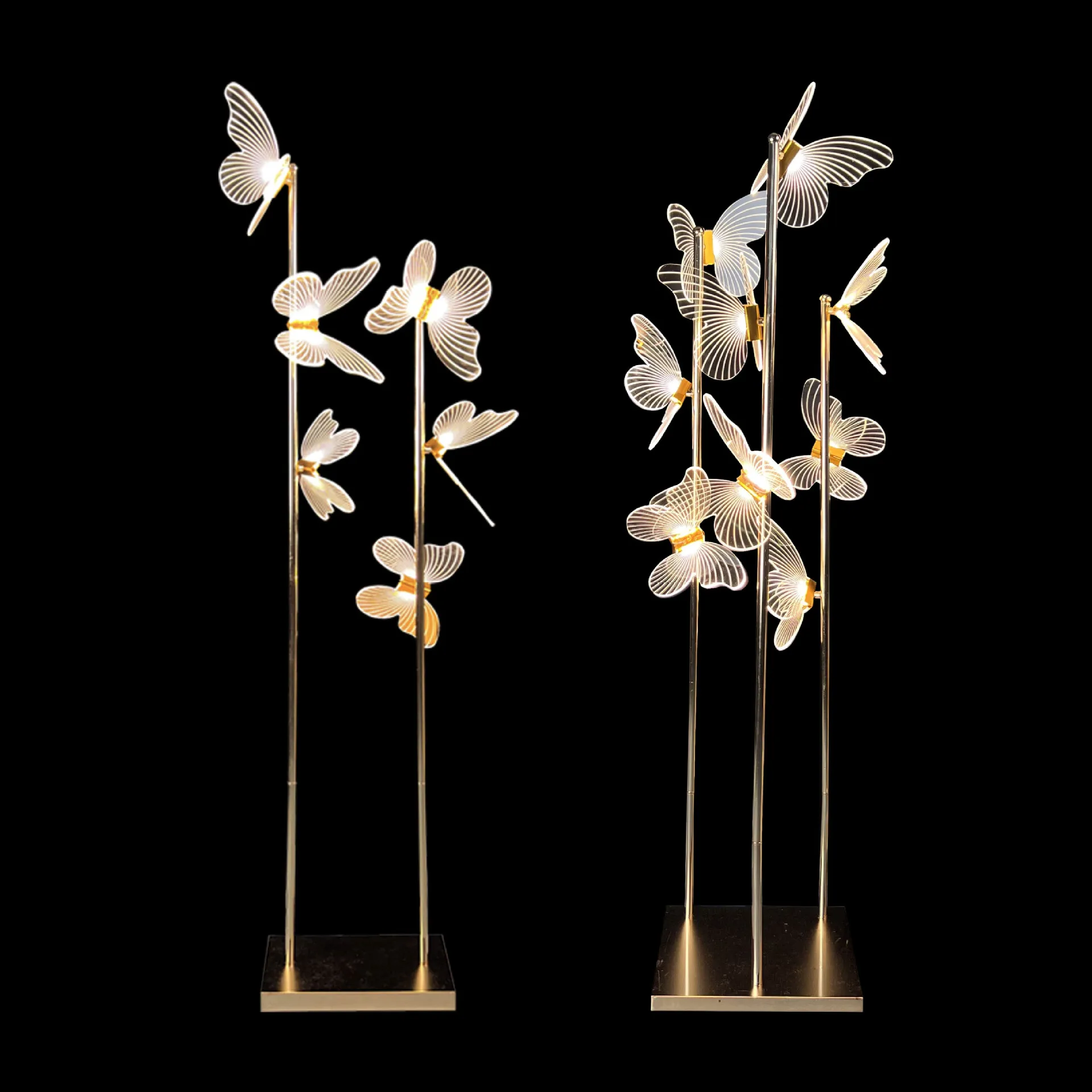 New wedding props gold electroplating luminous butterfly road guide screen welcome area background window decoration creativity