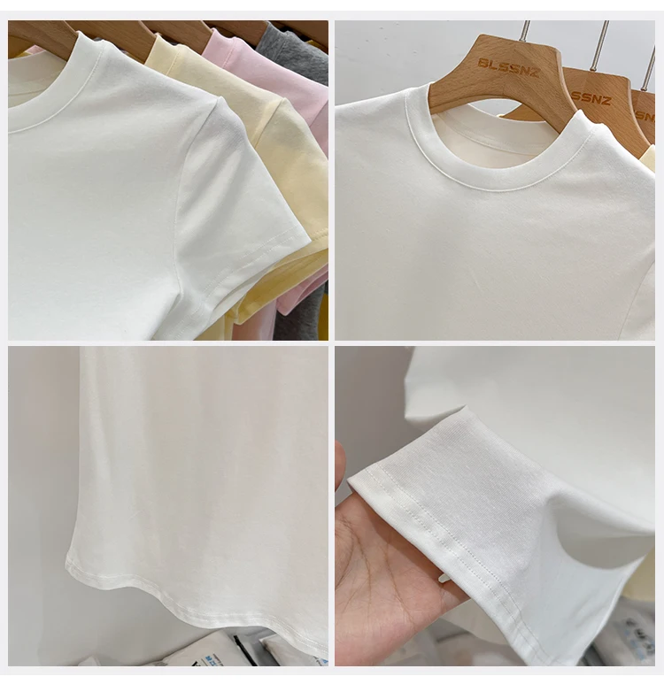 AOSSVIAO 2026 Summer Solid Color Women's Short Sleeve T-Shirt American Vintage Y2K Slim Basic O-Neck Tee Trendy Slim Fit Tops