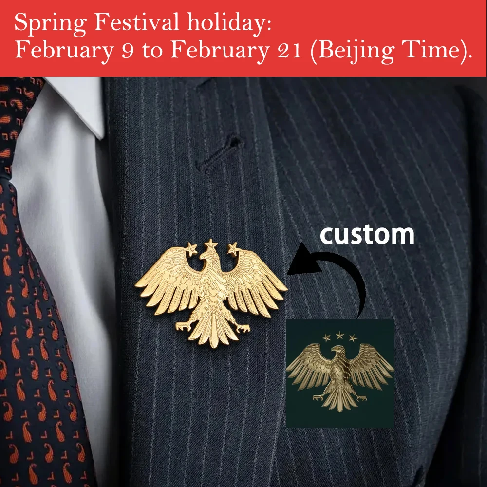 

Custom Eagle Brooches For Men Personalization Any Logo Emblem Brooch Gold Color Stainless Steel Decorative Jewelry Birthday Gift