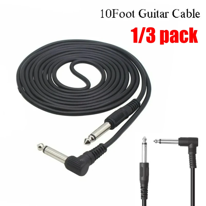 1/3pack 10ft Instrument Cable with 3M 6.35mm Noise Reduction for Electric and Acoustic Guitars, Basses, and Audio Equipment