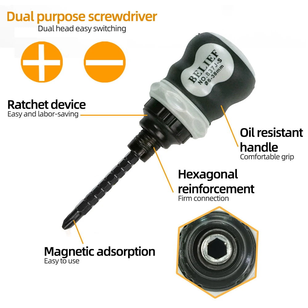 Ratchet Screwdriver Set Mini Cross Groove Drill Dual Purpose Small Slotted Telescopic Labor-Saving Screwdriver Hand Tool