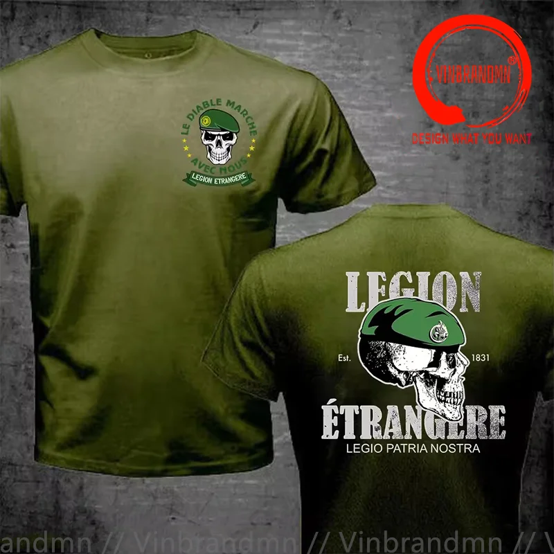 Vintage Distressed French Foreign Legion T Shirt Men Fashion Trendy Casual Clothing Stylish Tops Tee Shirt Leisure Tshirt