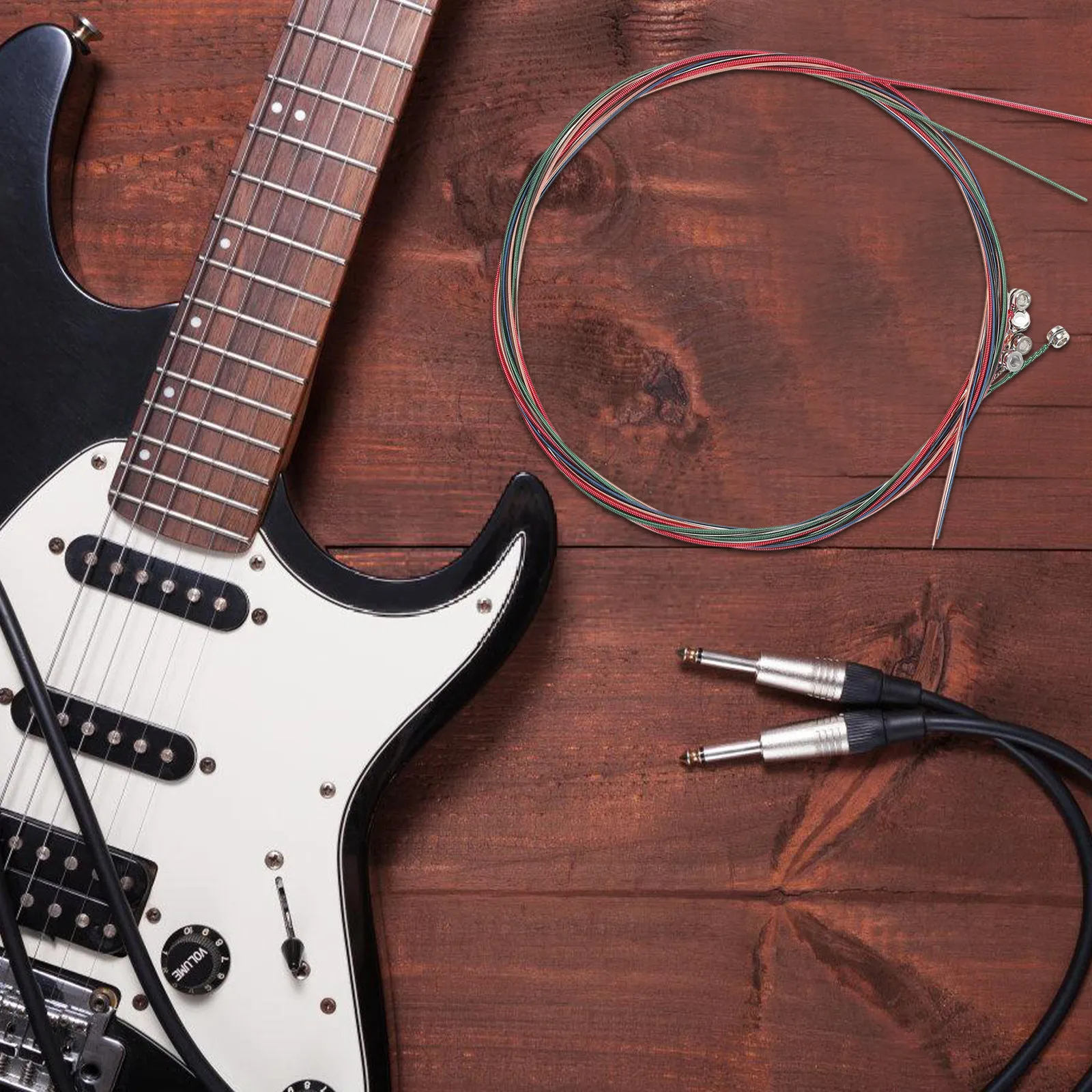6Pcs Colored Guitar Strings Metal Acoustic Folk Guitar Replacement Set Easy to Replace Strong Clear Sound Accessories