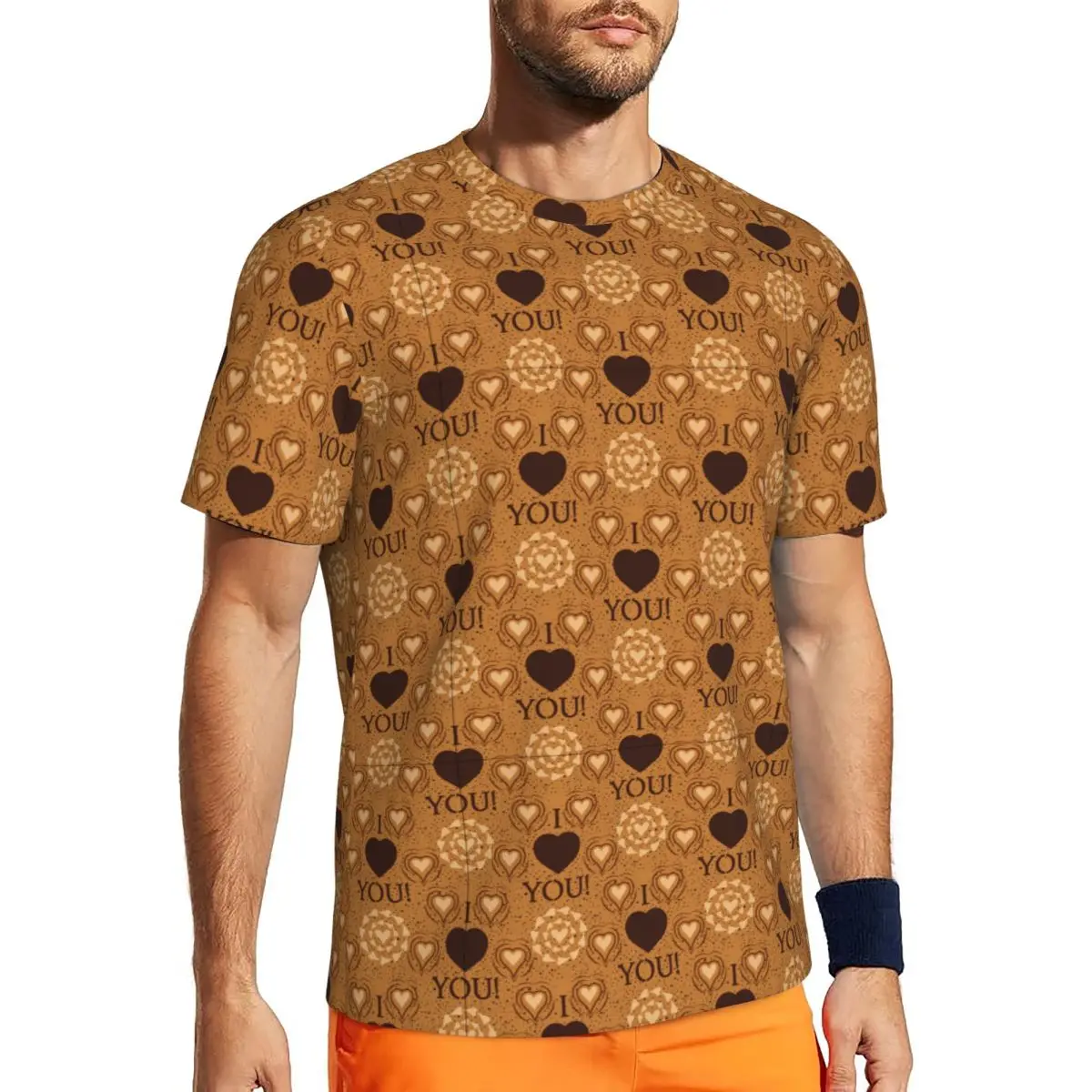 I Love You Text Heart Sharp Seamless T-Shirt Male Y2K Basic Sportswear T-Shirts Quick Dry Summer Harajuku Tees Plus Size Tops