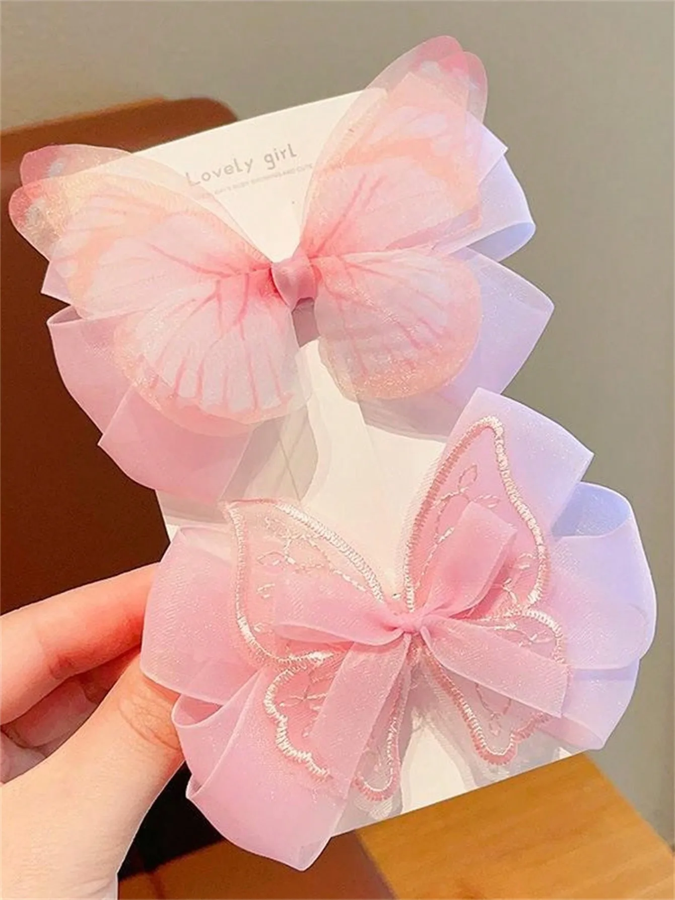 2 women\'s spring new gentle gauze bow hair clip hair accessories