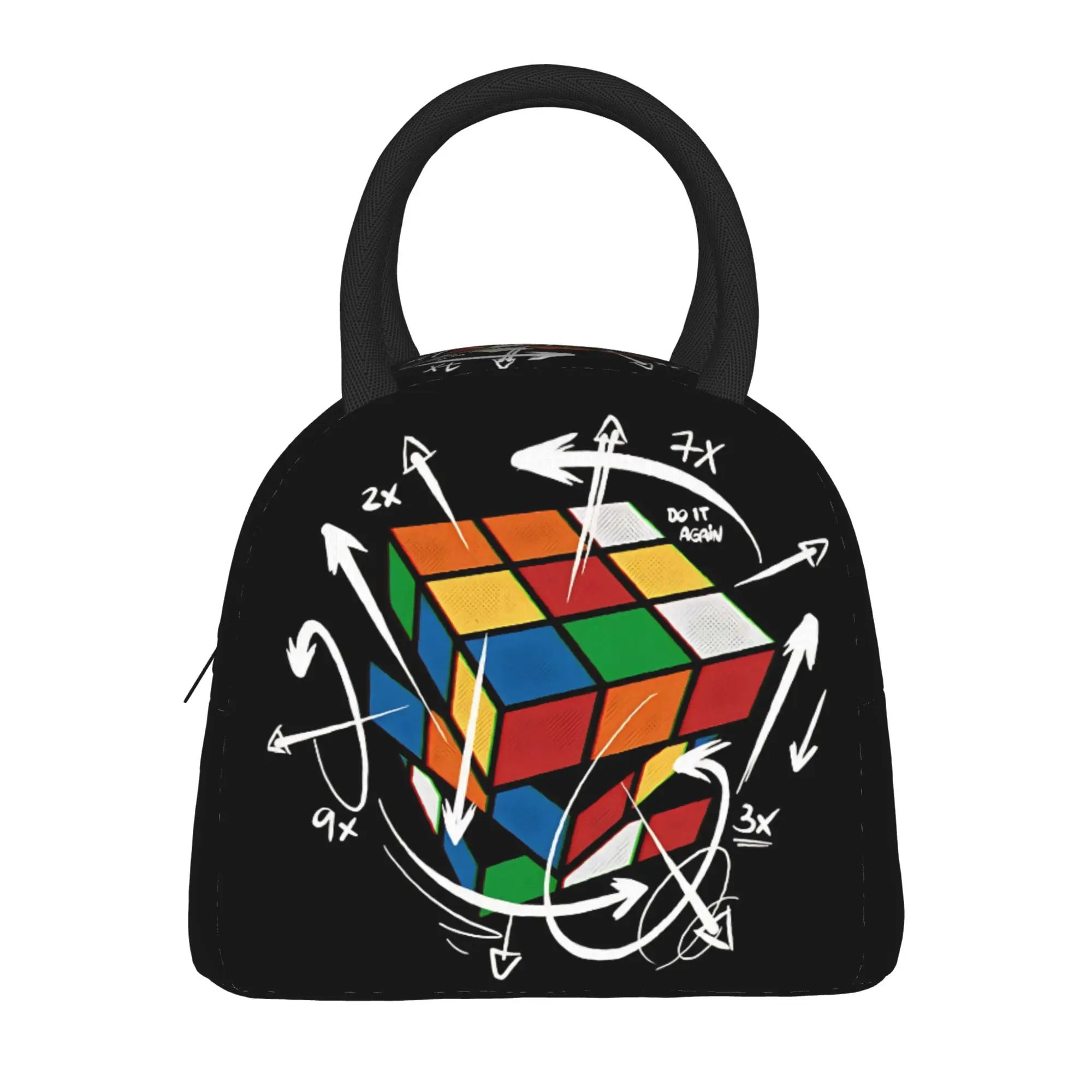 Math Rubiks Player Cube Math Lovers Lunch Bag  Portable Lunch Box Child Office Print Cooler Bag Cute Oxford Thermal Lunch Bags