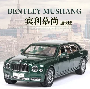 1:24 Bentley Mulsanne Car Model Simulation With Sound And Light Opening Door Metal Car Model Children's Toy Collection gift A115